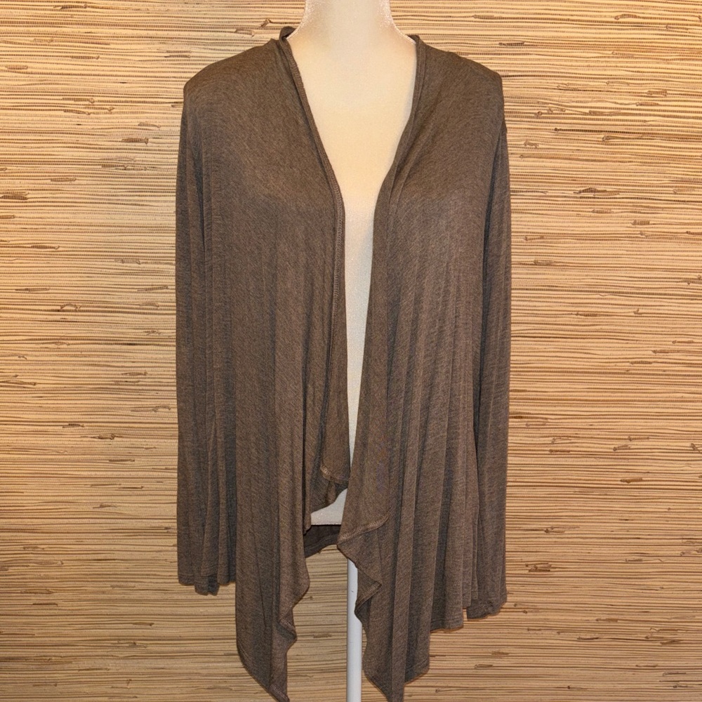Van Heusen Heather Brown Women's Cardigan gathered waistline NWT large